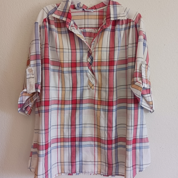 Vintage 80s Miss fashionality cute button-up plaid cottage-core blouse - Picture 8 of 11